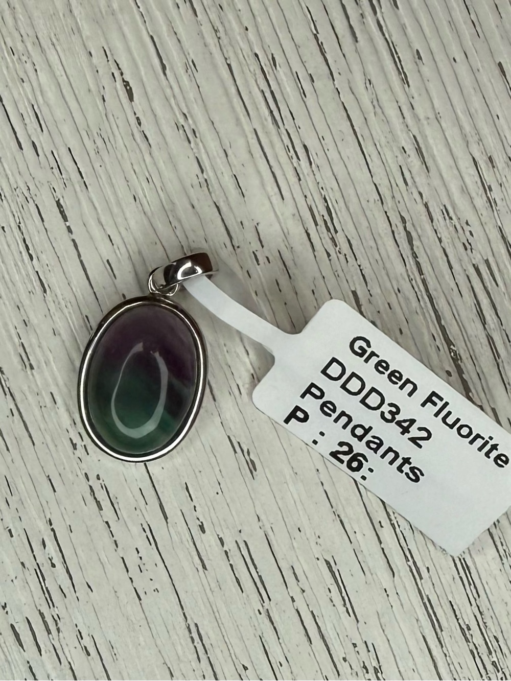 Green Fluorite Oval Pendant Silver
